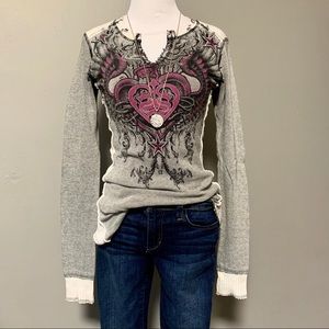 Sinful Tattoo Inspired Dual Sided Long Sleeve Top